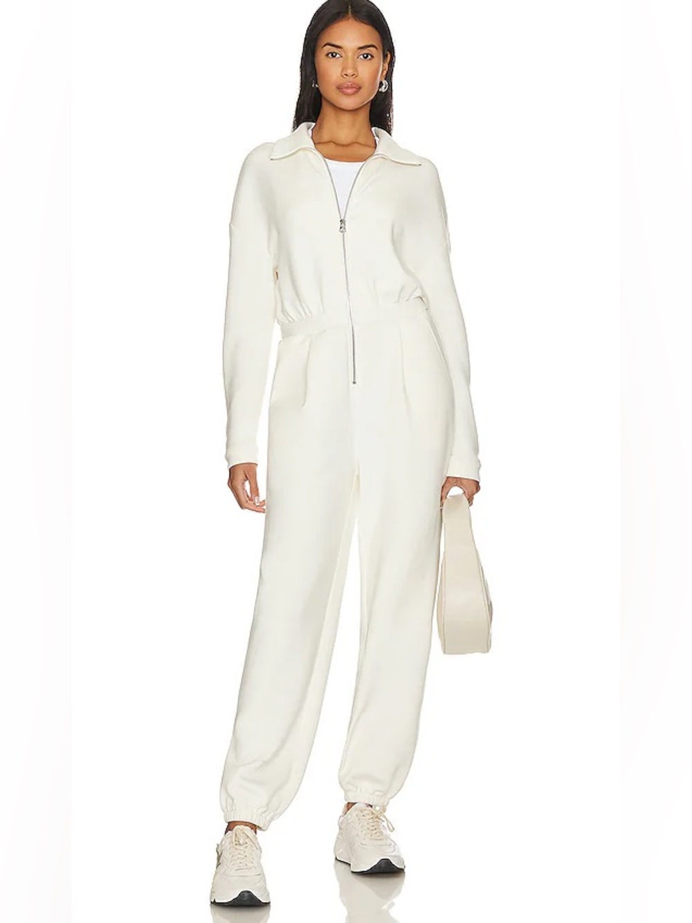 Varley Cream White Full Zip‎ Tracksuit Jumpsuit Jogger Lounge Athleisure Large
